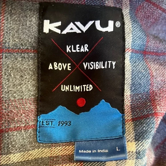 KAVU Men's Button up Casual Flannel Shirt Size L - Picture 7 of 7